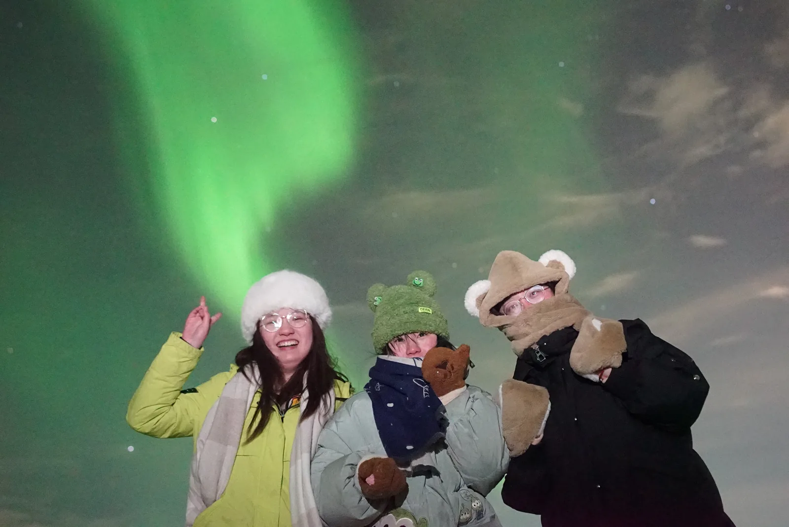 Guests beneath the Northern Lights in the Murmansk region